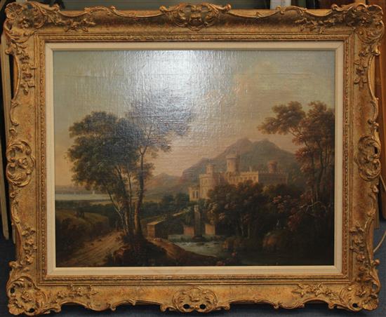 Mid 19th century English School Castle in an extensive landscape, 19 x 24.5in.